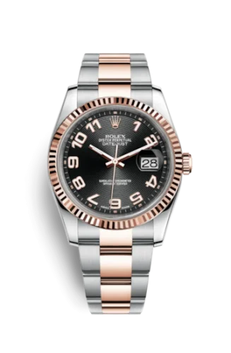 Rolex - 116231-0066 Datejust 36 Rolesor Everose Fluted / Oyster / Black Arabic