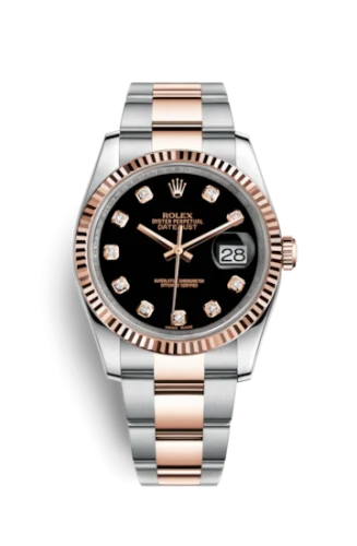 Rolex - 116231-0071 Datejust 36 Rolesor Everose Fluted / Oyster / Black Diamond
