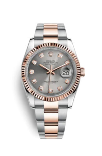 Rolex - 116231-0072 Datejust 36 Rolesor Everose Fluted / Oyster / Steel Diamonds