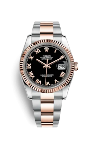Rolex - 116231-0080 Datejust 36 Rolesor Everose Fluted / Oyster / Black Roman