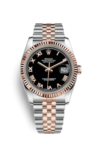 Rolex - 116231-0085 Datejust 36 Rolesor Everose Fluted / Jubilee / Black Roman