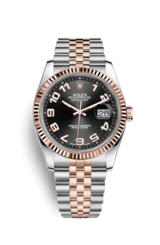 Rolex - 116231-0090 Datejust 36 Rolesor Everose Fluted / Jubilee / Black Arabic