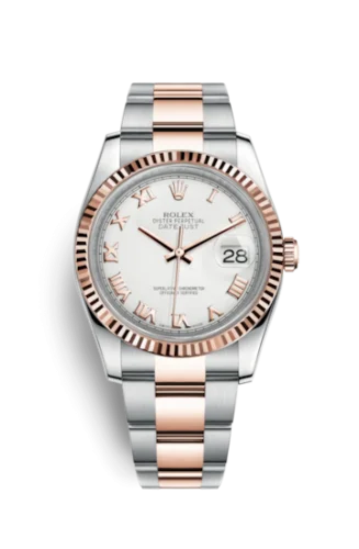 Rolex - 116231-0092 Datejust 36 Rolesor Everose Fluted / Oyster / White Roman