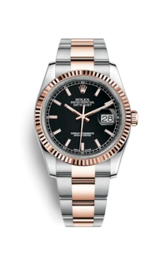 Rolex - 116231-0093 Datejust 36 Rolesor Everose Fluted / Oyster / Black