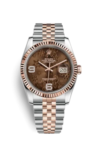 Rolex - 116231-0105 Datejust 36 Rolesor Everose Fluted / Jubilee / Chocolate Floral