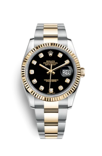 Rolex - 116233-0175 Datejust 36 Rolesor Yellow Fluted / Oyster / Black Diamond