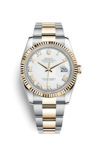 Rolex - 116233-0178 Datejust 36 Rolesor Yellow Fluted / Oyster / White Roman