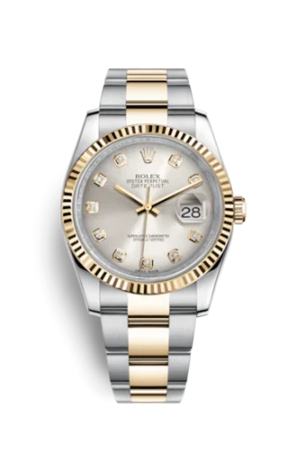 Rolex - 116233-0179 Datejust 36 Rolesor Yellow Fluted / Oyster / Silver Diamonds