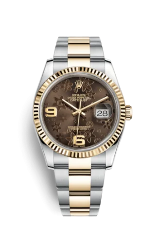 Rolex - 116233-0184 Datejust 36 Rolesor Yellow Fluted / Oyster / Bronze Floral