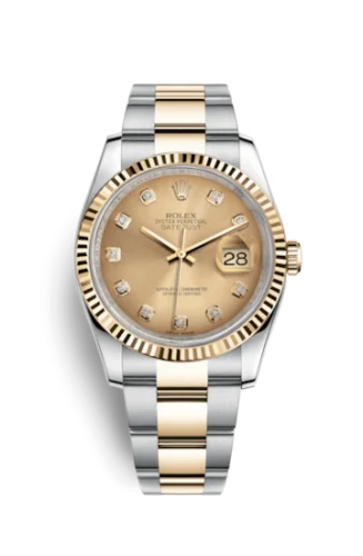Rolex - 116233-0191 Datejust 36 Rolesor Yellow Fluted / Oyster / Champagne Diamonds