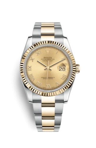 Rolex - 116233-0193 Datejust 36 Rolesor Yellow Fluted / Oyster / Champagne Roman