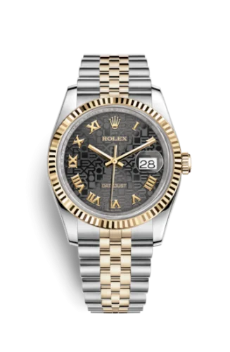 Rolex - 116233-0198 Datejust 36 Rolesor Yellow Fluted / Jubilee / Black Computer Roman