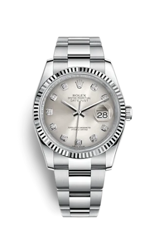 Rolex - 116234-0136 Datejust 36 Stainless Steel Fluted / Oyster / Silver Diamond