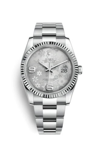 Rolex - 116234-0143 Datejust 36 Stainless Steel Fluted / Oyster / Silver Floral