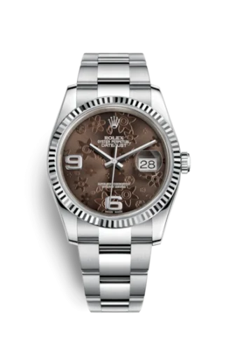 Rolex - 116234-0145 Datejust 36 Stainless Steel Fluted / Oyster / Chocolate Floral