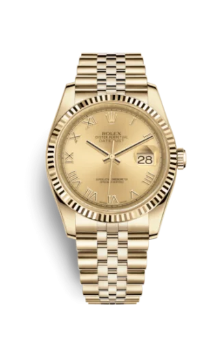 Rolex - 116238-0070 Datejust 36 Yellow Gold Fluted / Jubilee / Champagne Roman