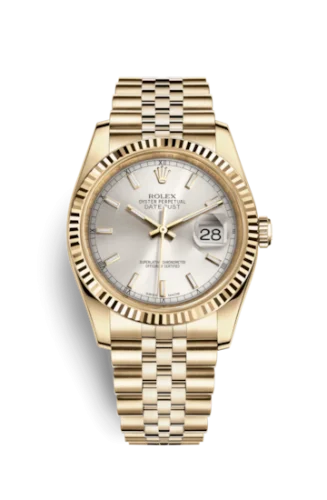 Rolex - 116238-0071 Datejust 36 Yellow Gold Fluted / Jubilee / Silver