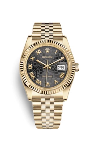 Rolex - 116238-0073 Datejust 36 Yellow Gold Fluted / Jubilee / Black Computer Roman
