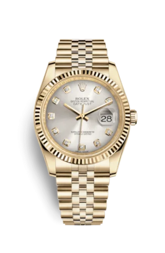 Rolex - 116238-0075 Datejust 36 Yellow Gold Fluted / Jubilee / Silver Diamonds