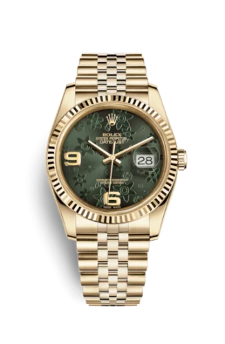 Rolex - 116238-0085 Datejust 36 Yellow Gold Fluted / Jubilee / Green Floral