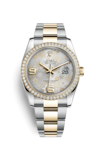 Rolex - 116243-0008 Datejust 36 Rolesor Yellow Diamond / Oyster / Silver Floral