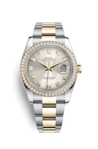 Rolex - 116243-0012 Datejust 36 Rolesor Yellow Diamond / Oyster / Silver Diamond