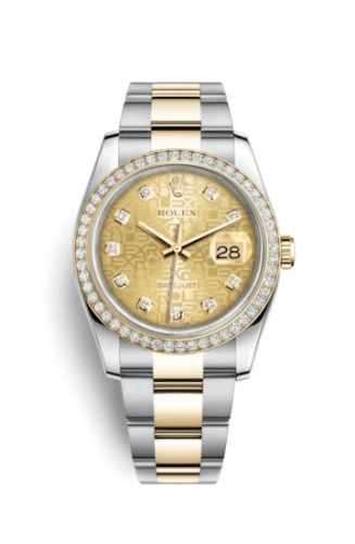 Rolex - 116243-0029 Datejust 36 Rolesor Yellow Diamond / Oyster / Champagne Computer