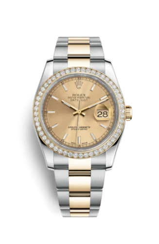 Rolex - 116243-0030 Datejust 36 Rolesor Yellow Diamond / Oyster / Champagne