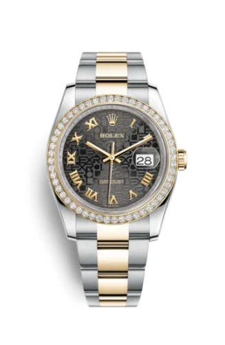 Rolex - 116243-0050 Datejust 36 Rolesor Yellow Diamond / Oyster / Black Computer Roman
