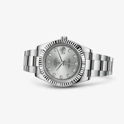 Rolex - 116334-0007 Datejust II Fluted Silver Diamonds