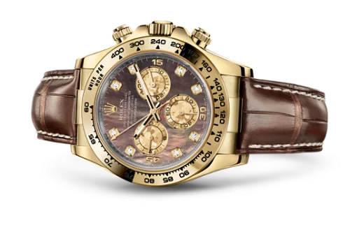 Rolex - 116518-0073 Cosmograph Daytona Yellow Gold / Black Mother of Pearl / Strap