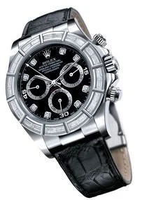 Rolex - 116589br Daytona White Gold 24 Baguette Strap Black Diamond