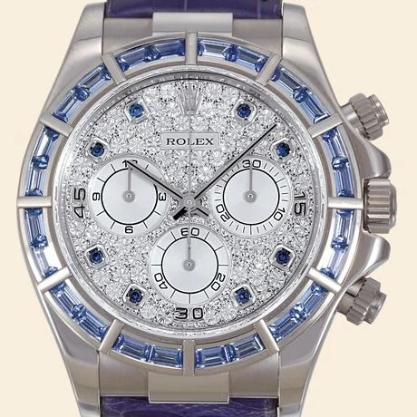 Rolex - 116589saciI-0001 Daytona White Gold  Blue Sapphire Strap Paved