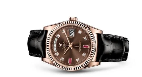 Rolex - 118135-0087 Day-Date 36 Everose / Strap / Chocolate Diamonds Rubies