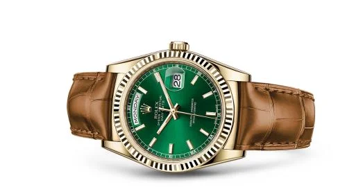 Rolex - 118138-0030 Day-Date 36 Yellow Gold / Strap / Green