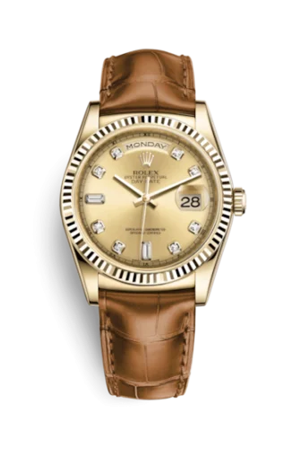 Rolex - 118138-0074 Day-Date 36 Yellow Gold / Strap / Champagne Diamonds