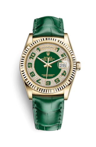 Rolex - 118138-0102 Day-Date 36 Yellow Gold / Strap / Green Arabic