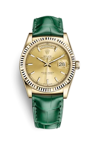 Rolex - 118138-0125 Day-Date 36 Yellow Gold Fluted / Strap / Champagne