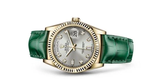 Rolex - 118138-0135 Day-Date 36 Yellow Gold / Strap / Silver Diamonds
