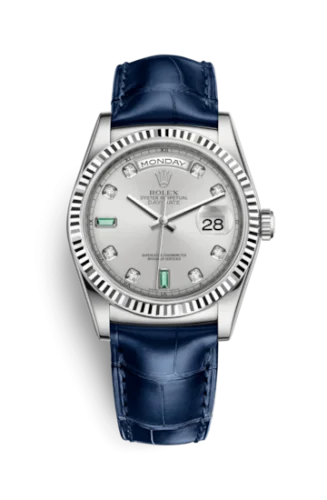 Rolex - 118139-0053 Day-Date 36 White Gold / Strap / Silver Diamond Emerald