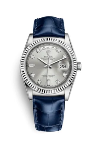 Rolex - 118139-0081 Day-Date 36 White Gold / Strap / Silver Diamond