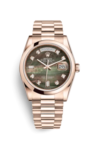 Rolex - 118205f-0005 Day-Date 36 Everose Domed / President / Black MOP