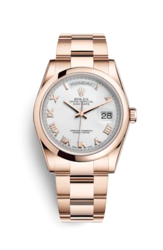 Rolex - 118205f-0053 Day-Date 36 Everose Domed / Oyster / White Roman