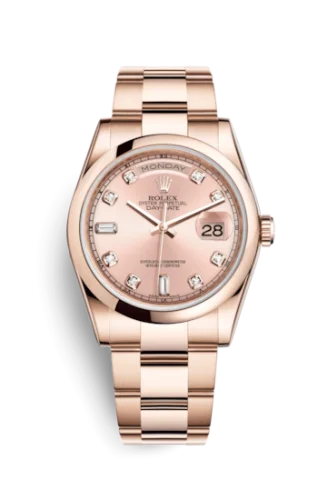 Rolex - 118205f-0061 Day-Date 36 Everose Domed / Oyster / Pink Diamond