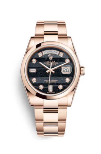 Rolex - 118205f-0114 Day-Date 36 Everose Domed / Oyster / Ferrite