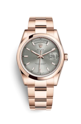 Rolex - 118205f-0126 Day-Date 36 Everose Domed / Oyster / Rhodium