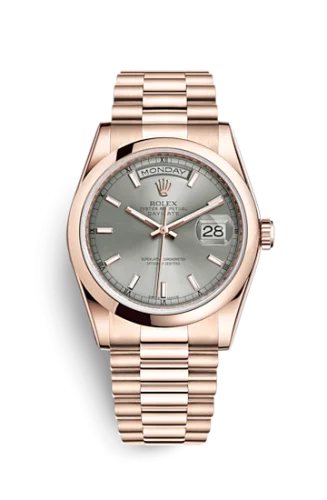 Rolex - 118205f-0137 Day-Date 36 Everose Domed / President / Rhodium