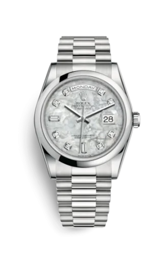 Rolex - 118206-0045 Day-Date 36 Platinum Domed / President / MOP