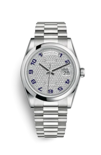 Rolex - 118206-0085 Day-Date 36 Platinum Domed / President / Paved
