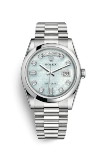 Rolex - 118206-0119 Day-Date 36 Platinum Domed / President / Oxford MOP